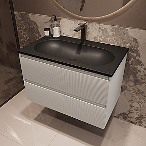 Тумба с раковиной Vincea Welle 80 VMC-2WL800MW/VCB-4H800A белая матовая/раковина антрацит для ванной в интернет-магазине Sanbest