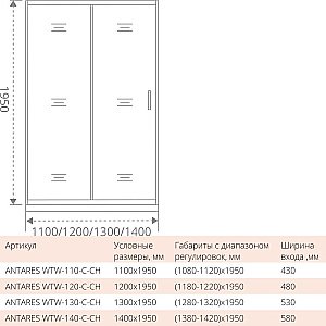 Душевая дверь Good door ANTARES WTW 120 стекло прозрачное купить в интернет-магазине Sanbest