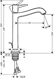 Смеситель для раковины Hansgrohe Metropol Classic 260 31303090 купить в интернет-магазине сантехники Sanbest