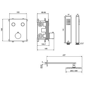 Душевая система Excellent Krotos 8045 черная матовая купить в интернет-магазине сантехники Sanbest