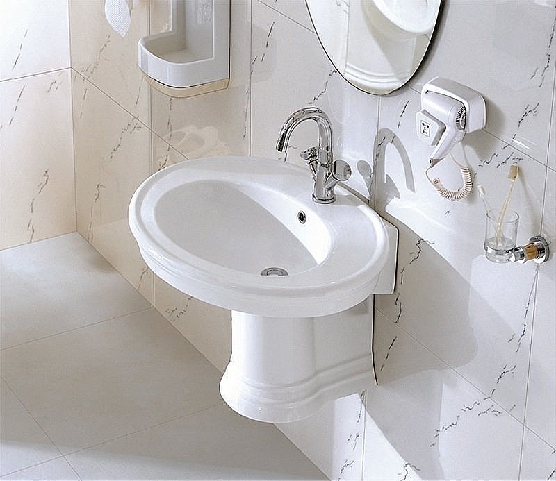 Раковина на полупьедестале CeramaLux N 75 2011 белая купить в интернет-магазине Sanbest