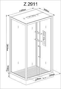 Душевая кабина AvaCan Z Серия Z2911LED 110х90 с гидромассажем, с подсветкой купить в интернет-магазине Sanbest