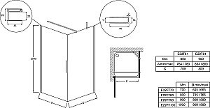 Душевое ограждение Jacob Delafon CONTRA E22FT90-BL 90 купить в интернет-магазине Sanbest