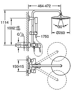 Душевая система Grohe Euphoria System 260 23061003 хром купить в интернет-магазине сантехники Sanbest