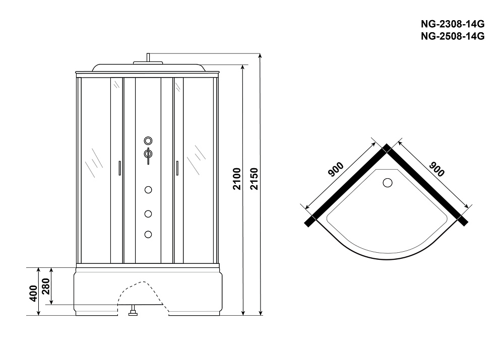 Душевая кабина Niagara NG-2508G купить в интернет-магазине Sanbest