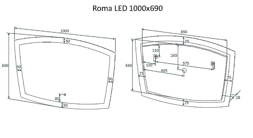 Зеркало Art&Max ROMA AM-Rom-1000-700-DS-F в ванную от интернет-магазине сантехники Sanbest