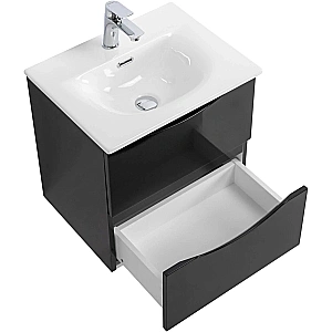Тумба с раковиной Belbagno MARINO-CER-MINI 60  черный глянцевый для ванной в интернет-магазине Sanbest