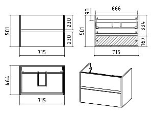 Тумба с раковиной Misty Алиса - 75 Э-Али01075-011П2Я белая для ванной в интернет-магазине Sanbest