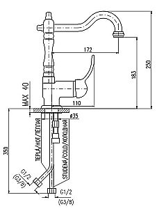 Смеситель для кухни RAV-Slezak LABE L008.5/8Z золото купить в интернет-магазине сантехники Sanbest