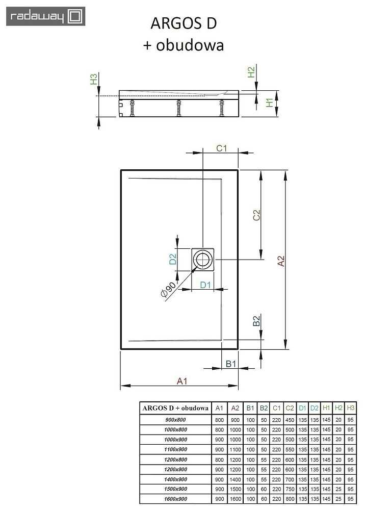 Душевой поддон Radaway Argos D 120х90 купить в интернет-магазине Sanbest