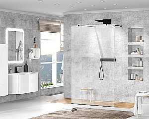 Душевое ограждение Cezares LIBERTA-L-2-80-120-C-NERO стекло прозрачное/профиль черный купить в интернет-магазине Sanbest