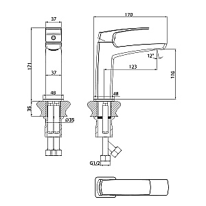 Смеситель для раковины Grossman Mercury 510.K35.10.320 золото сатиновый купить в интернет-магазине сантехники Sanbest