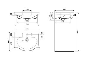 Раковина Corozo Селигер 61 1WH110268 белая купить в интернет-магазине Sanbest