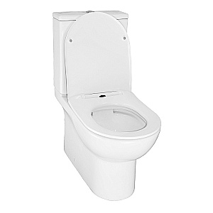 Унитаз напольный Azario Ambra AZ-848 белый, безободковый, с бачком, с крышкой микролифт купить в интернет-магазине Sanbest