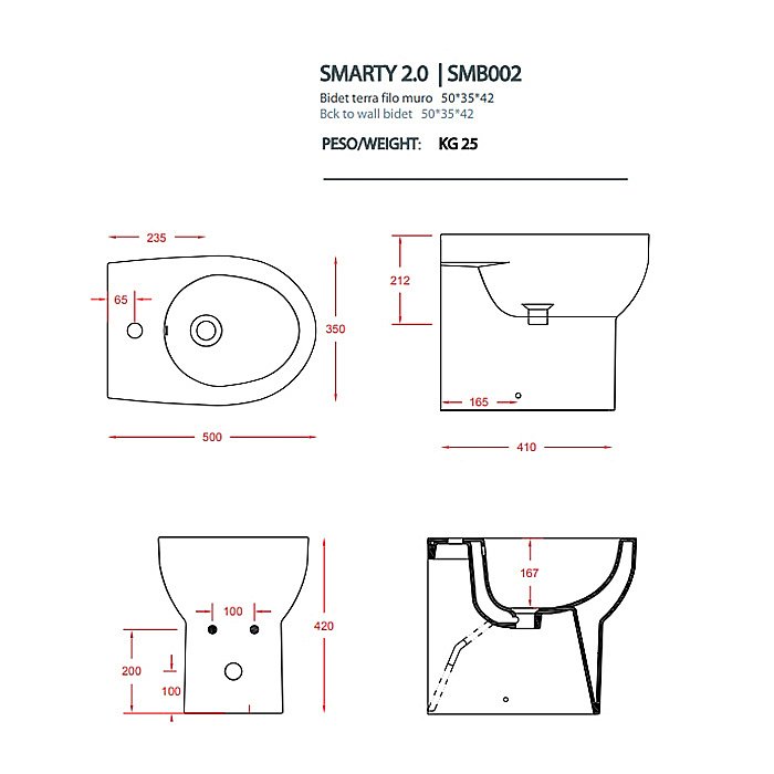 Биде напольное Artceram SMARTY SMB002 01 00bi*0 белое купить в интернет-магазине Sanbest