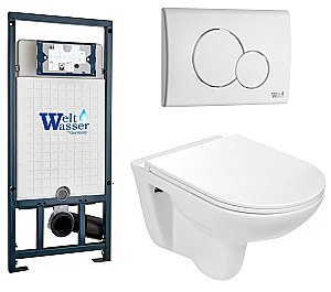 Унитаз с инсталляцией WeltWasser MARBERG 507 + BAARBACH 004 GL-WT + MAR 507 RD GL-WT купить в интернет-магазине Sanbest