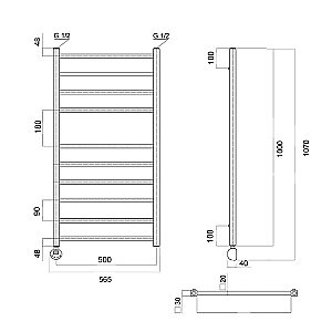 Полотенцесушитель электрический Domoterm Квадро П10 500х1000 E хром купить в интернет-магазине сантехники Sanbest