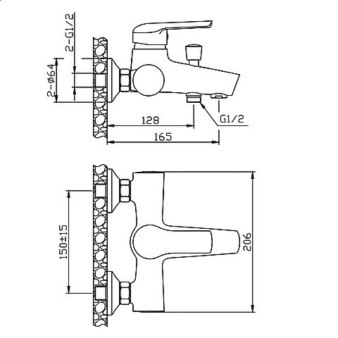 Смеситель для ванны Orange TONY M54-100ni никель купить в интернет-магазине сантехники Sanbest