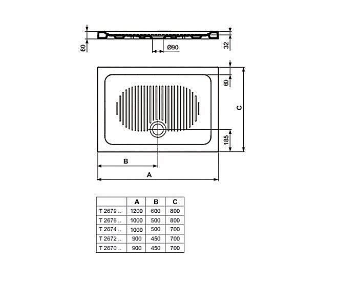 Душевой поддон Ideal Standard Connect T267901 120x80 купить в интернет-магазине Sanbest