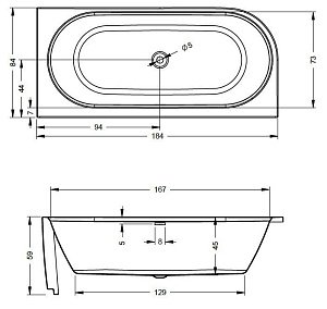 Ванна акриловая Riho Desire Corner Led 184x84 купить в интернет-магазине Sanbest