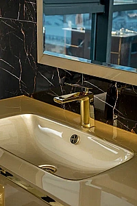 Консоль с раковиной Armadi Art LUCIDO 100 светлое золото для ванной в интернет-магазине сантехники Sanbest