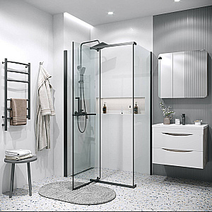 Душевой уголок Grossman Pragma 120х80 120.K33.03.1280.21.00 стекло прозрачное/профиль черный матовый купить в интернет-магазине Sanbest