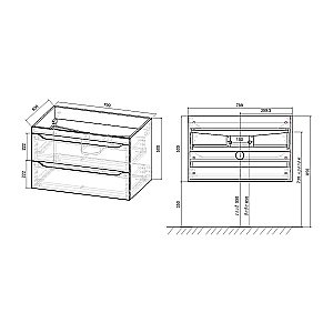Тумба с раковиной Vincea FINE VMC-2F 80 дуб винтаж для ванной в интернет-магазине Sanbest