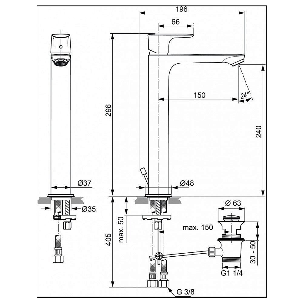 Смеситель для раковины Ideal Standard Connect Air Vessel A7025AA купить в интернет-магазине сантехники Sanbest
