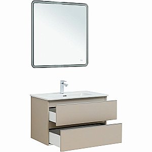 Тумба с раковиной Aquanet Вега 80 329585 бежевая для ванной в интернет-магазине Sanbest