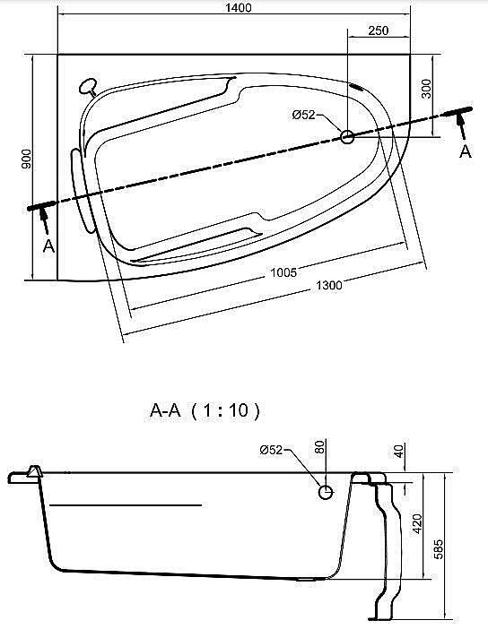 Ванна акриловая Cersanit JOANNA 63334 140x90 купить в интернет-магазине Sanbest