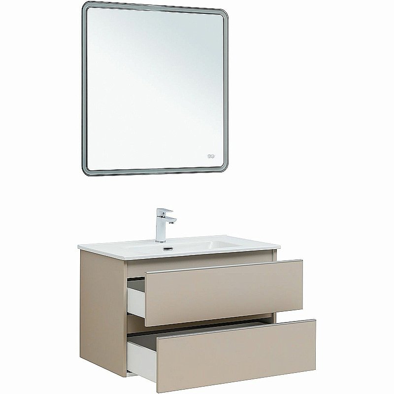 Тумба с раковиной Aquanet Вега 80 329585 бежевая для ванной в интернет-магазине Sanbest