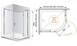 Душевой угол Cezares BERGAMO-RH-1-ARCO 120х100 купить в интернет-магазине Sanbest