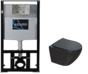 Унитаз подвесной с инсталляцией Azario Mona AZ-8010-1000+AZ-2003MB черный матовый, безободковый, с крышкой микролифт купить в интернет-магазине Sanbest