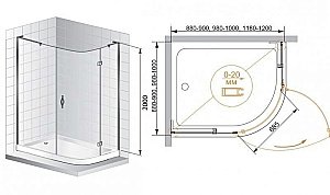Душевой уголок Cezares Bergamo 120х100 BERGAMO-RH-1-120/100-ARCO стекло прозрачное/профиль хром купить в интернет-магазине Sanbest