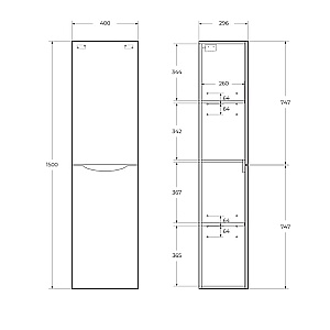 Шкаф-пенал подвесной BelBagno FLY-MARINO-1500 Rovere Rustico для ванной в интернет-магазине сантехники Sanbest