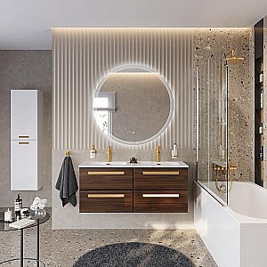 Тумба с раковиной Cezares ECO-CER-N 120 ECO-CER-N-1200-4C-SO-2-NCS-P орех шоколад софт для ванной в интернет-магазине Sanbest