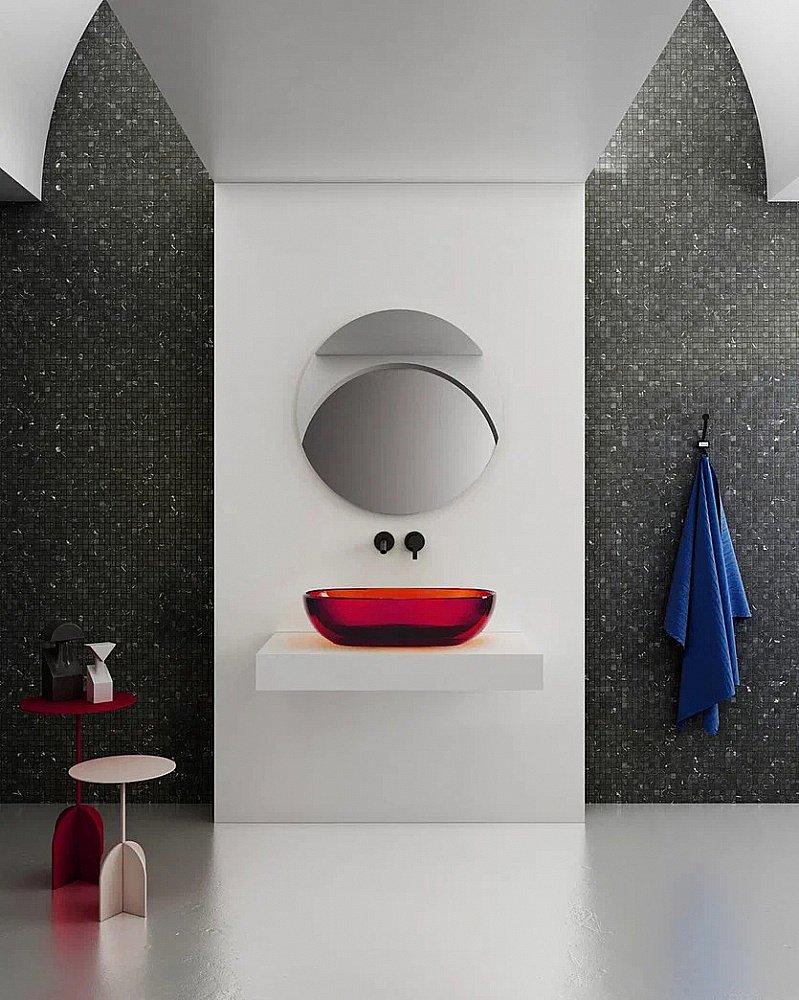 Раковина накладная ABBER Kristall AT2805Rubin красная купить в интернет-магазине Sanbest