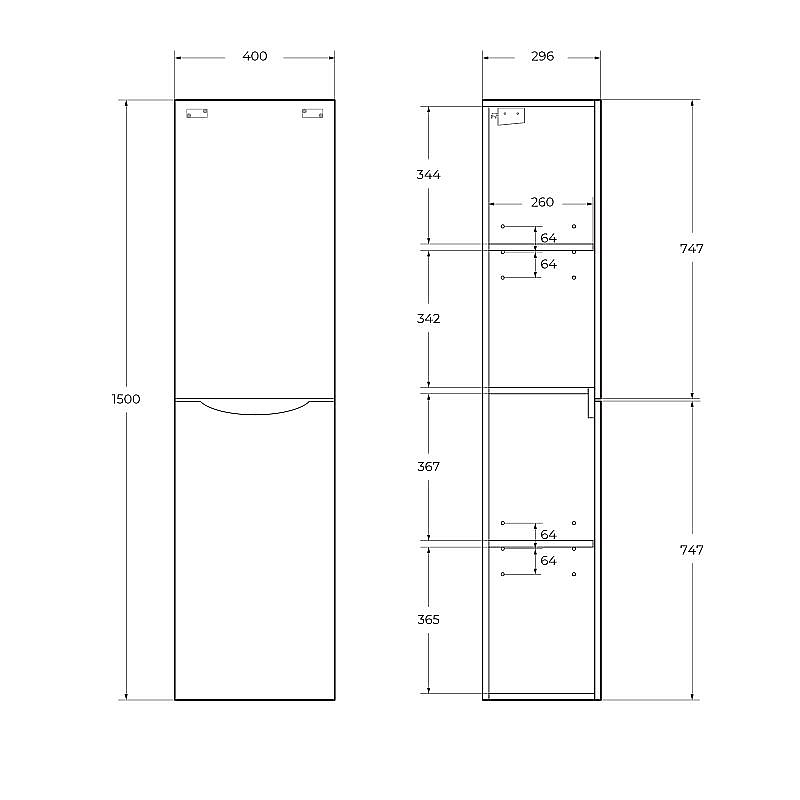 Шкаф-пенал подвесной BelBagno FLY-MARINO-1500 Rovere Rustico для ванной в интернет-магазине сантехники Sanbest