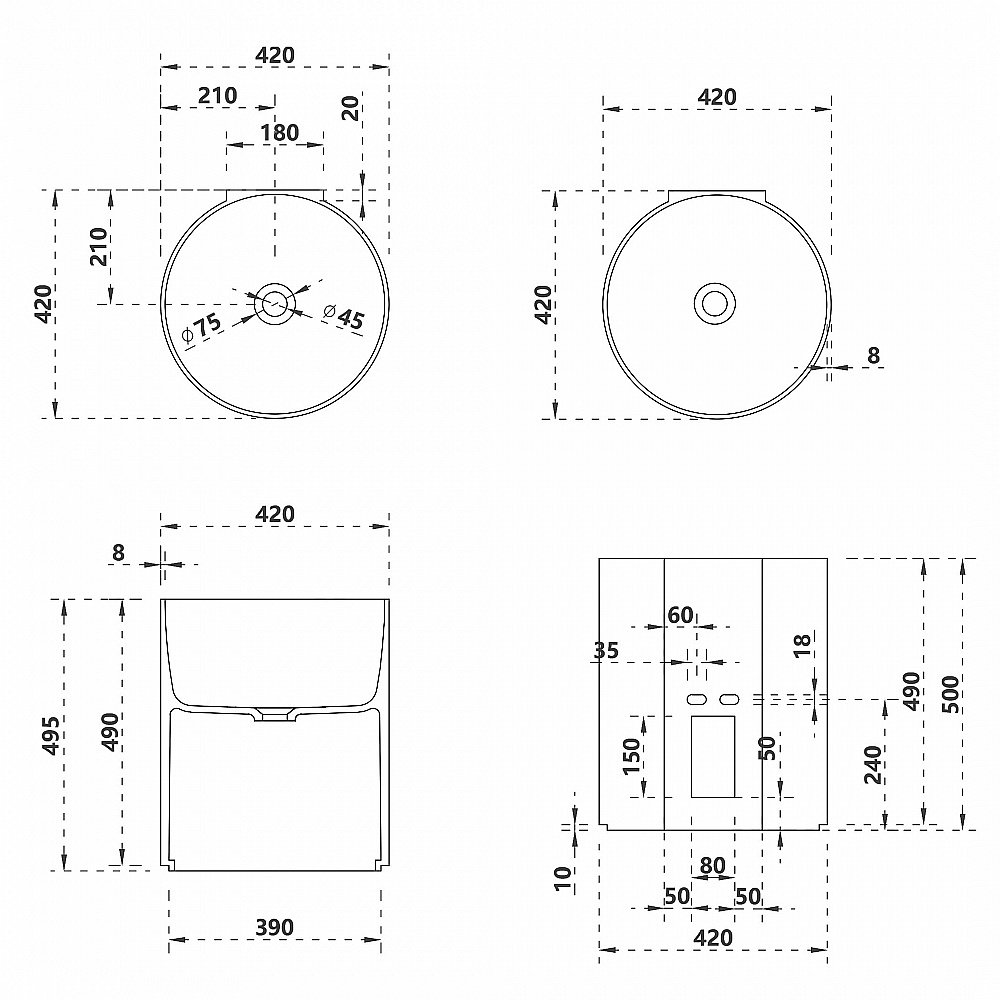 Раковина подвесная ABBER Kristall AT2704Onyx черная купить в интернет-магазине Sanbest