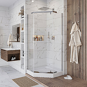 Душевой уголок с поддоном Niagara Eco NG-010-14D 100х100 стекло прозрачное/профиль хром купить в интернет-магазине Sanbest