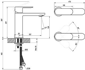 Смеситель для раковины Ravak Chrome II X070458 черный купить в интернет-магазине сантехники Sanbest