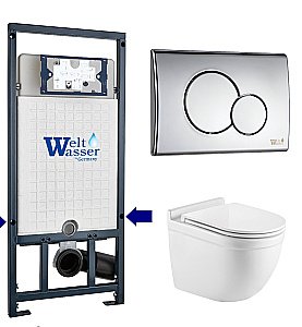 Унитаз с инсталляцией WeltWasser MARBERG 507 + HEIMBACH 043 GL-WT + MAR 507 RD-CR купить в интернет-магазине Sanbest