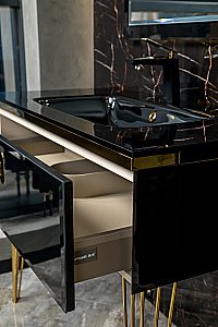 Консоль с раковиной Armadi Art LUCIDO 770-100-B 100 глянцевый черный для ванной в интернет-магазине сантехники Sanbest