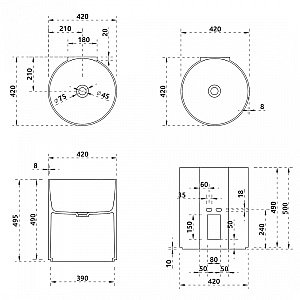Раковина подвесная ABBER Kristall AT2704Onyx черная купить в интернет-магазине Sanbest