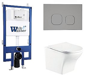 Унитаз с инсталляцией WeltWasser BAMBERG 545+ODENBACH 004 GL-WT+BAMBERG CR белый/кнопка хром, безободковый, с крышкой микролифт купить в интернет-магазине Sanbest
