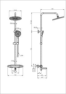 Душевая система с термостатом WONZON & WOGHAND NEO, Брашированное золото (WW-B3046-A1- BG) купить в интернет-магазине сантехники Sanbest
