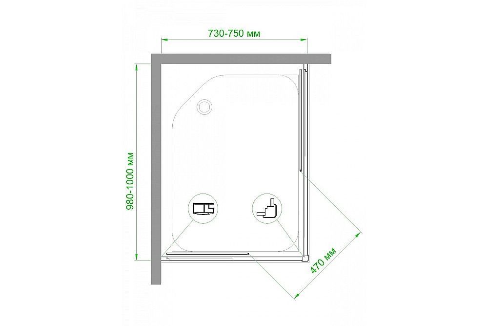 Душевой уголок Royal Bath RB1075HPD-T-BL 75х100 прозрачный купить в интернет-магазине Sanbest
