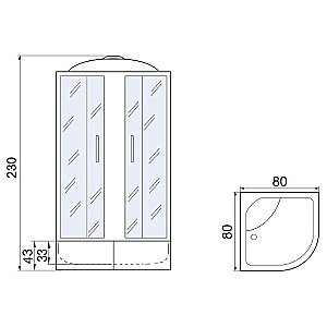 Душевая кабина Мономах XL 80x80x43 С МЗ 10000012113 стекло прозрачное с рисунком мозаика/профиль хром купить в интернет-магазине Sanbest