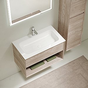 Тумба с раковиной Sancos Marmi 1.0 MR1.0100EG дуб галифакс натуральный для ванной в интернет-магазине Sanbest