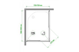 Душевой уголок Royal Bath RB1075HPD-T-BL 75х100 прозрачный купить в интернет-магазине Sanbest